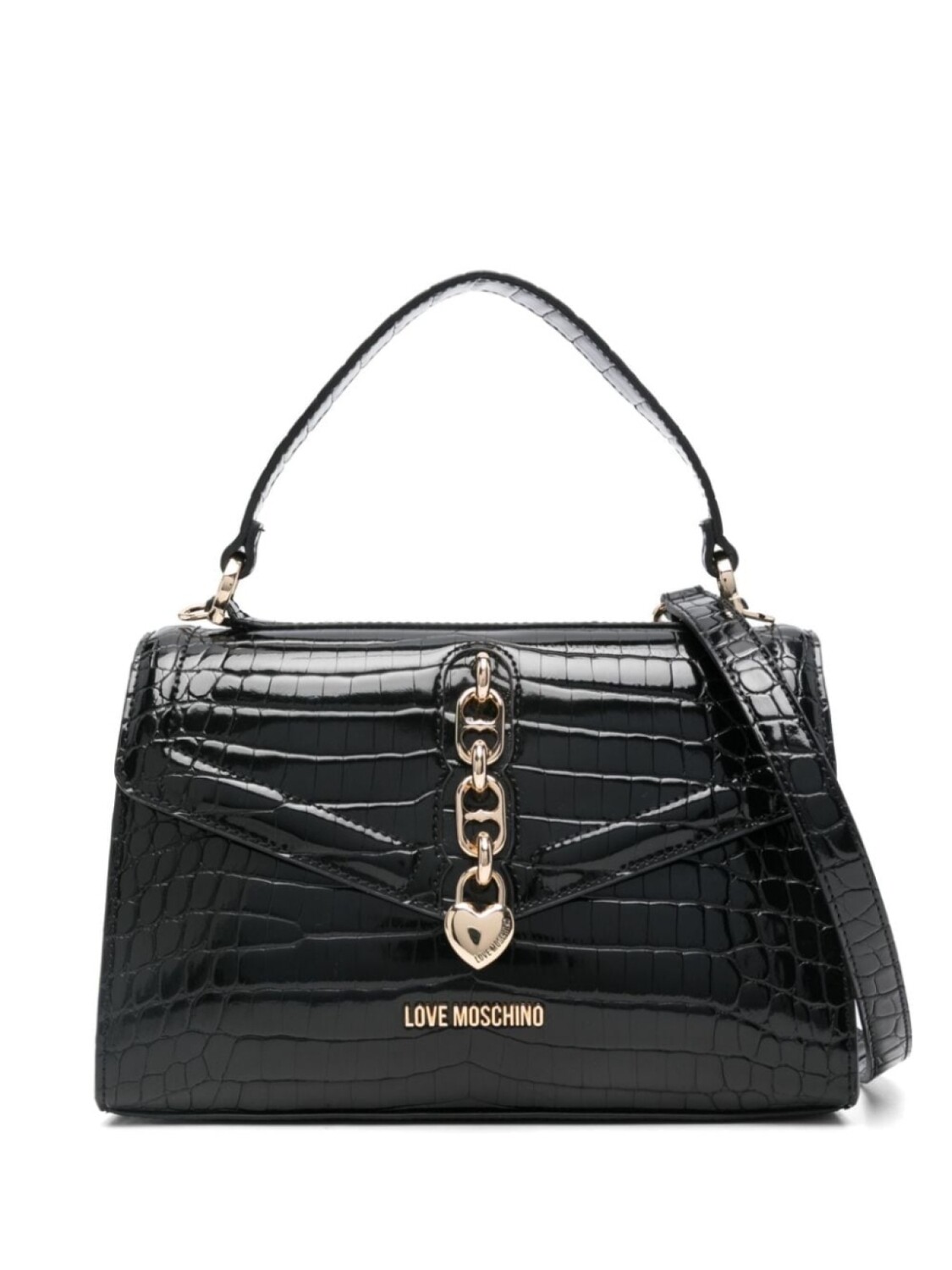 

Love Moschino сумка-тоут с тиснением под кожу крокодила, черный