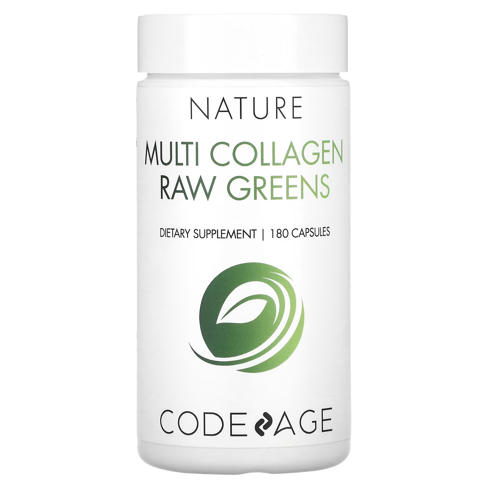 Пищевая добавка Codeage Nature Multi Collagen Raw Greens на травяном откорме, 180 капсул