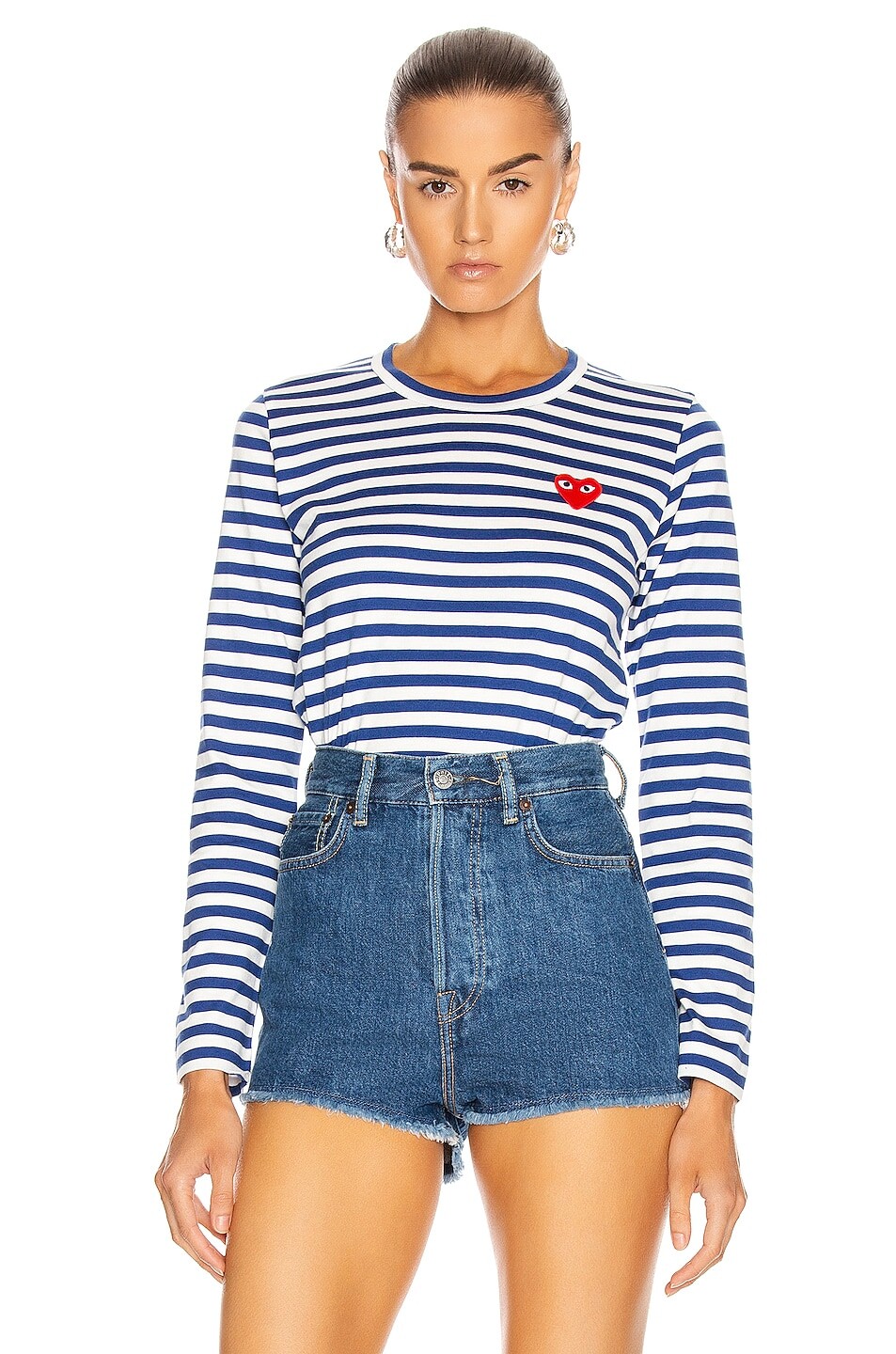 

Футболка Comme des Garçons Striped Cotton Red Heart, синий