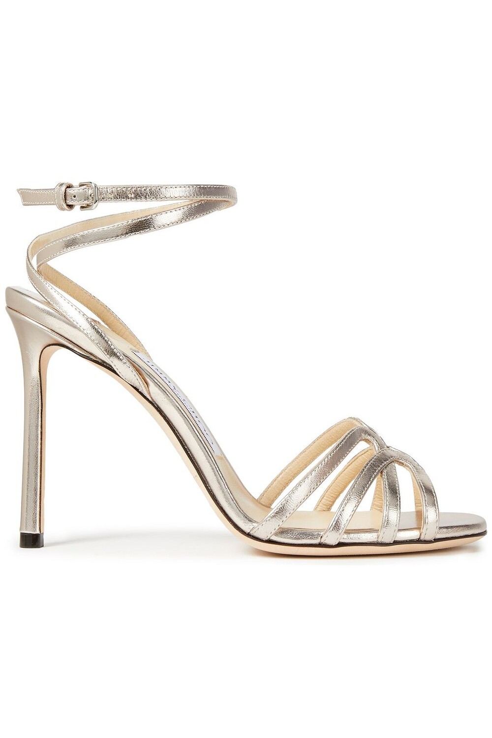 

Сандалии Mimi 100 из металлизированной кожи JIMMY CHOO, платиновый