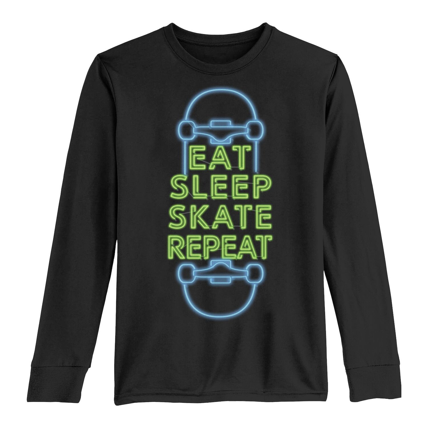 

Неоновая футболка с длинными рукавами «Eat Sleep Skate Repeat» для мальчиков 8–20 лет Licensed Character, черный