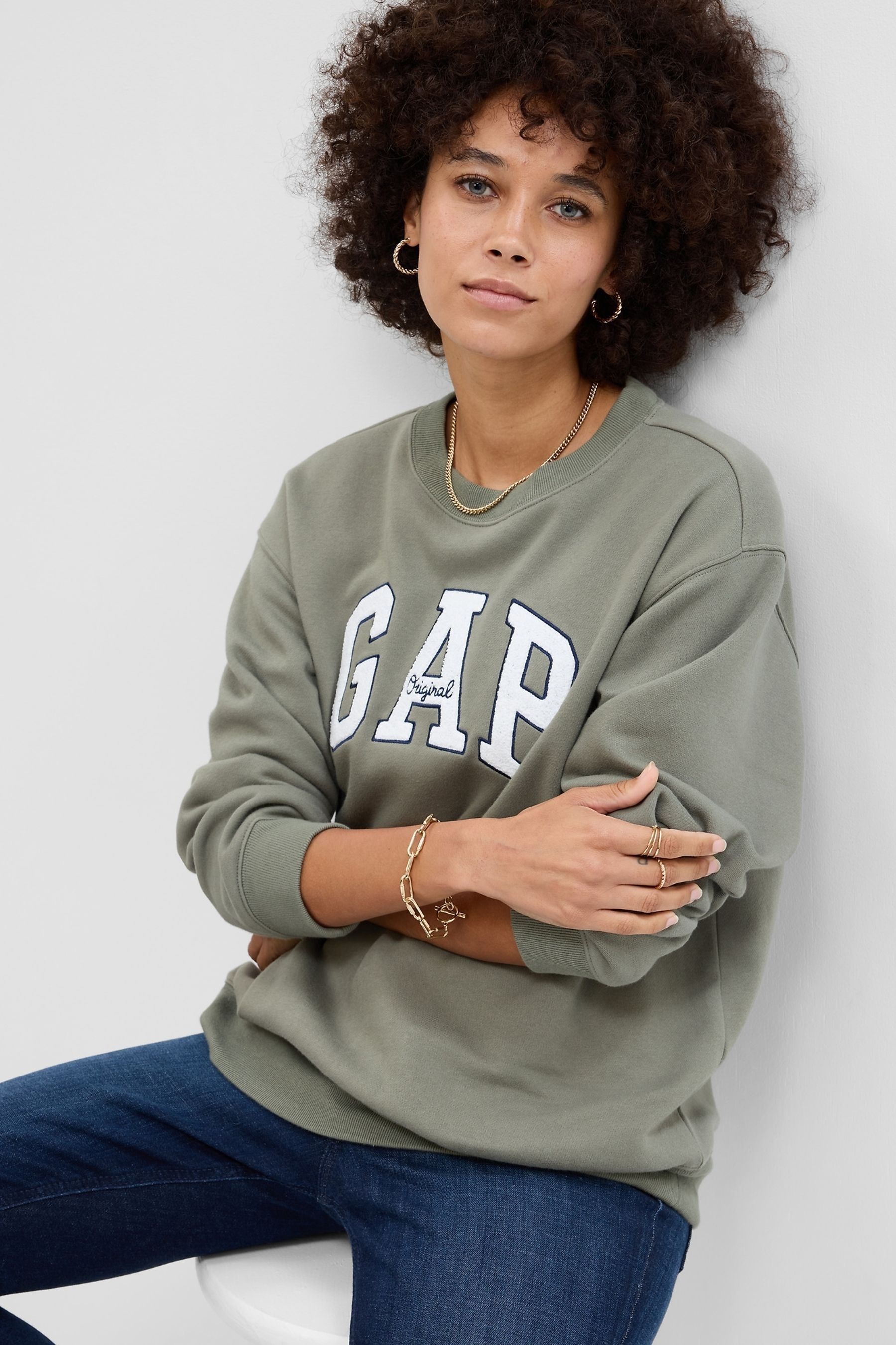 

Толстовка свободного кроя с логотипом Original Gap, зеленый