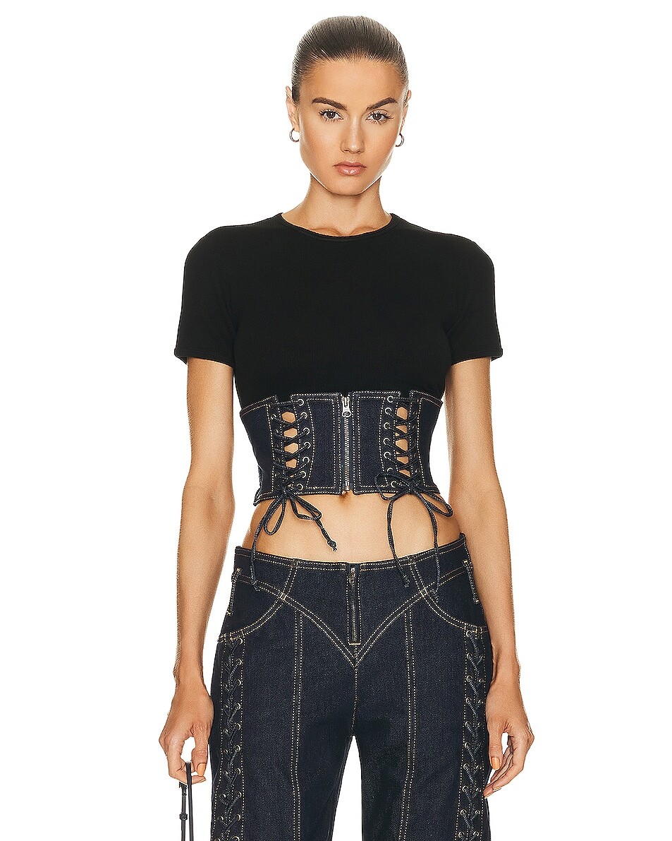 

Ремень Jean Paul Gaultier Laced Denim Waist Corset, индиго