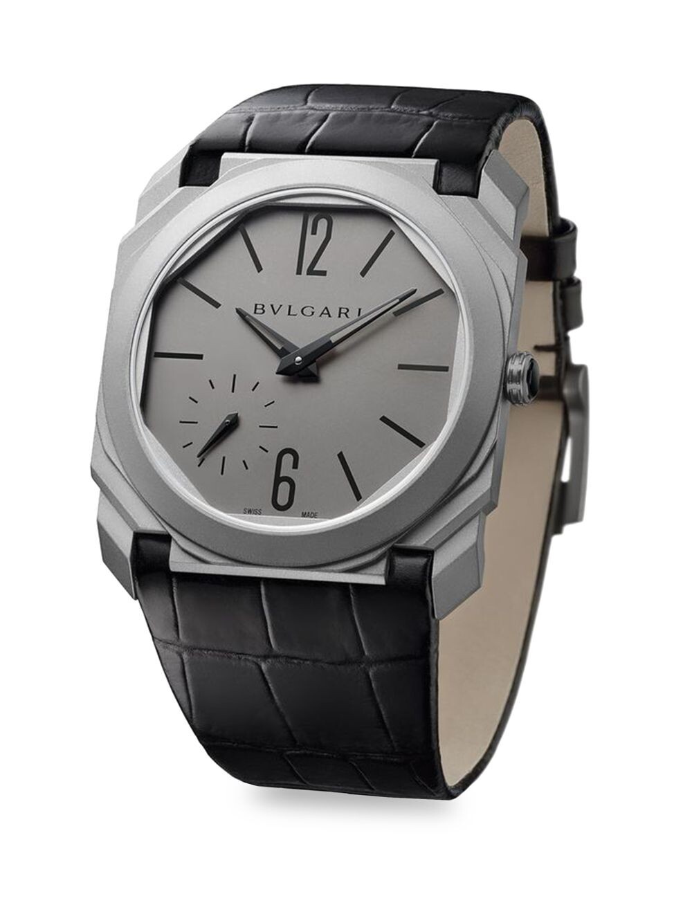 

Часы Octo Finissimo с титановым ремешком и ремешком из кожи аллигатора BVLGARI, серый