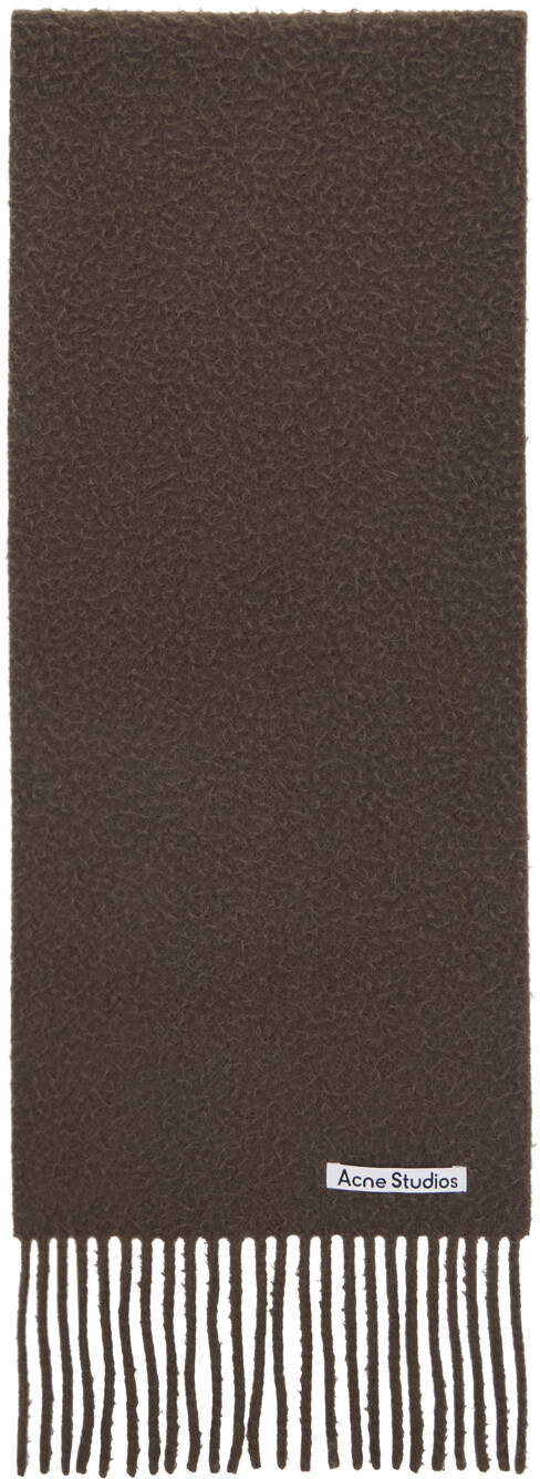 

Серо-коричневый шерстяной шарф с бахромой Acne Studios, цвет Taupe/Grey