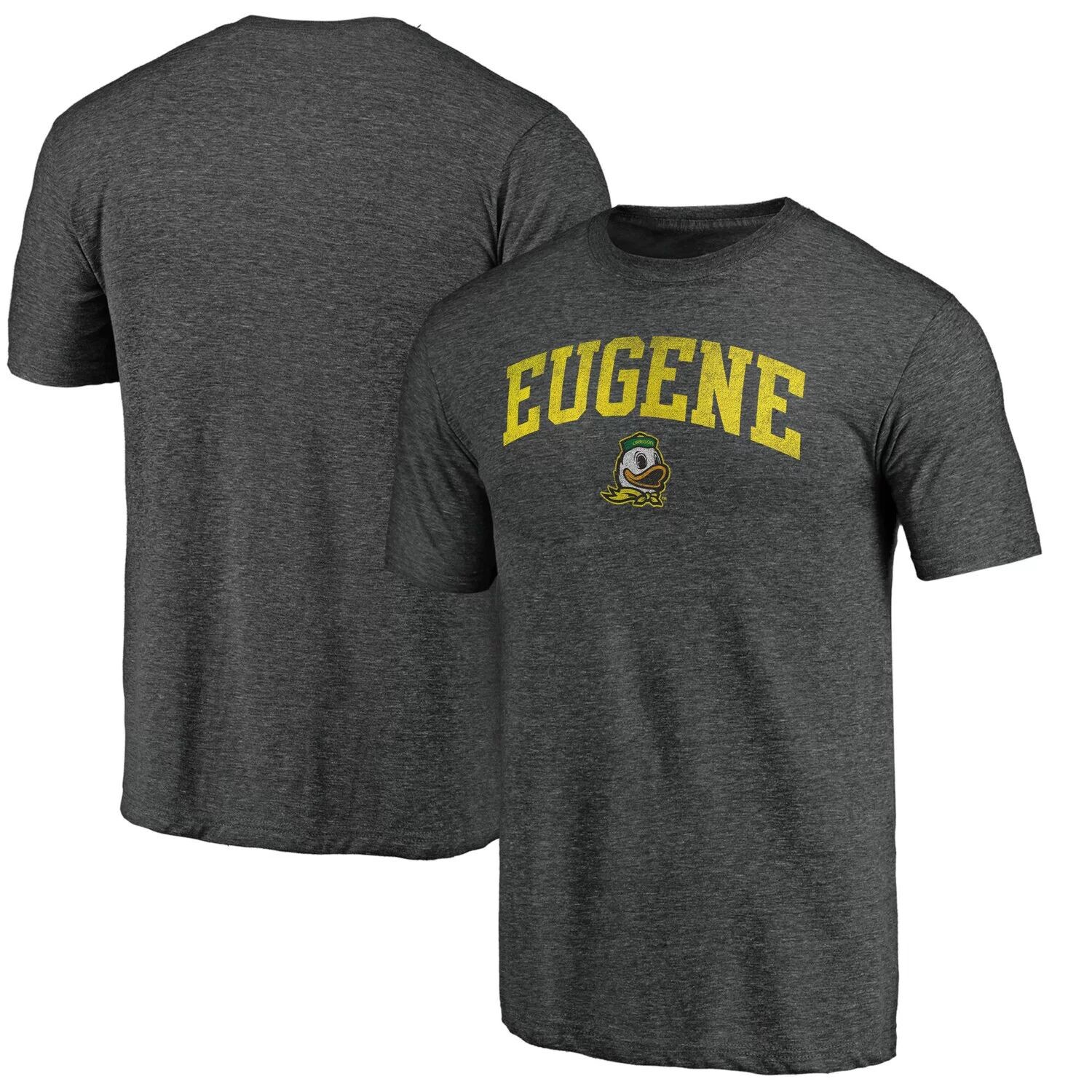 

Мужская футболка с логотипом и древесно-угольным рисунком Oregon Ducks Arched City Tri-Blend Fanatics