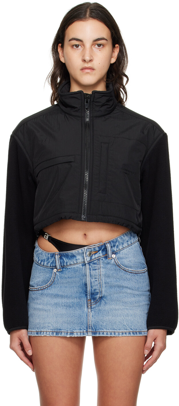 

Alexander Wang Черная куртка со вставками, Черный, Alexander Wang Черная куртка со вставками