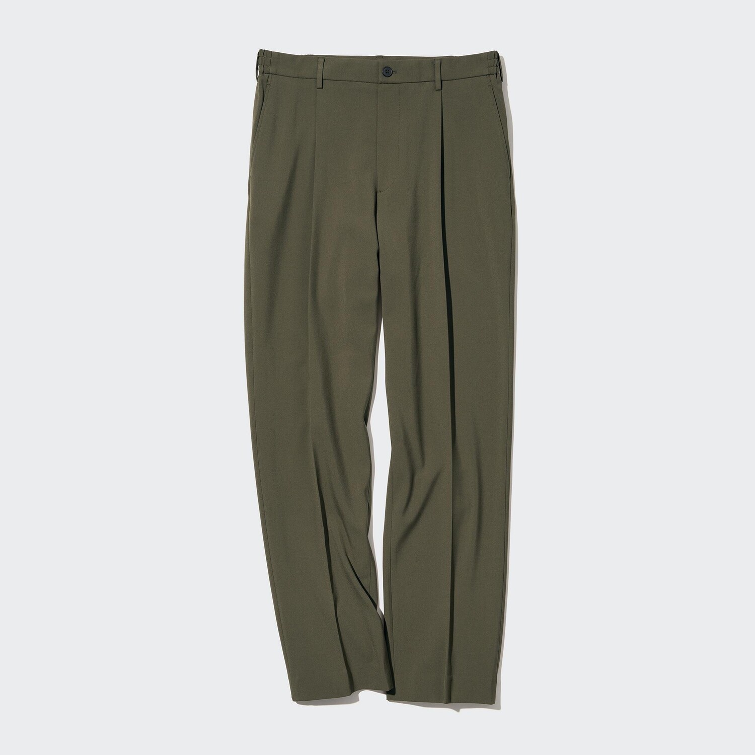 

Брюки UNIQLO широкие с защипами удлиненные, оливковый, Зеленый