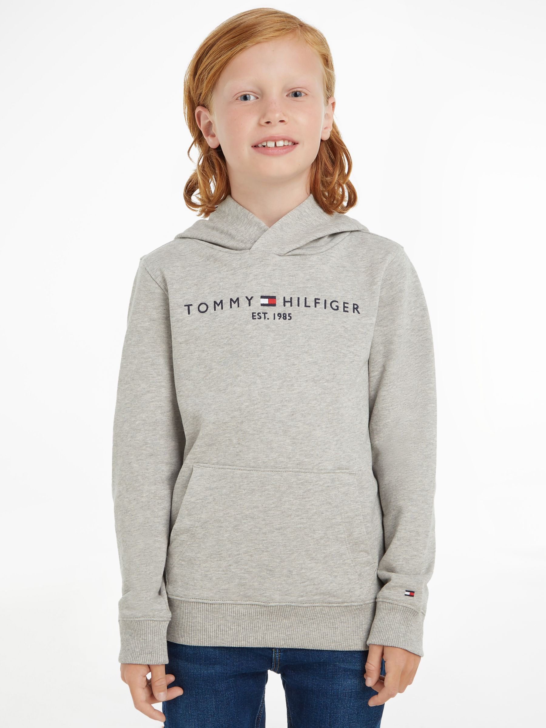 Детский пуловер с капюшоном Essential Tommy Hilfiger, светло-серый вереск