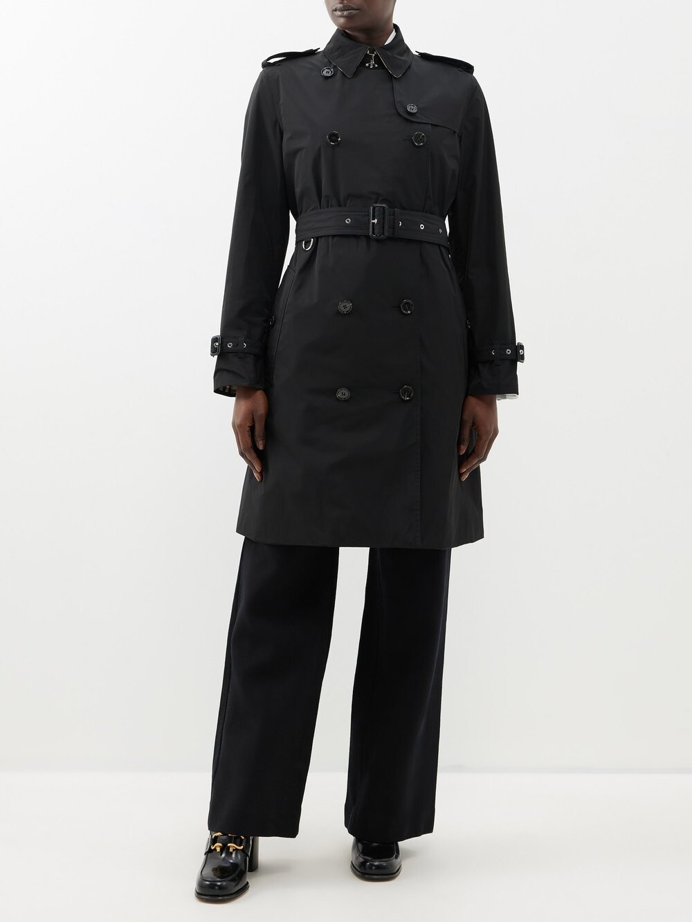 

Длинный тренч kensington Burberry, черный