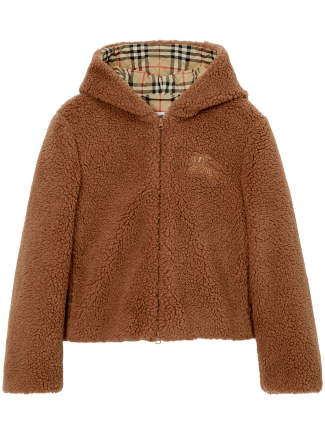 

Burberry фактурная дубленка с вышитым логотипом, коричневый