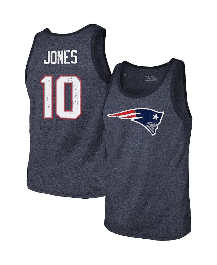 

Мужские нитки Mac Jones Heathered Navy New England Patriots Имя и номер игрока Майка Tri-Blend Majestic, синий