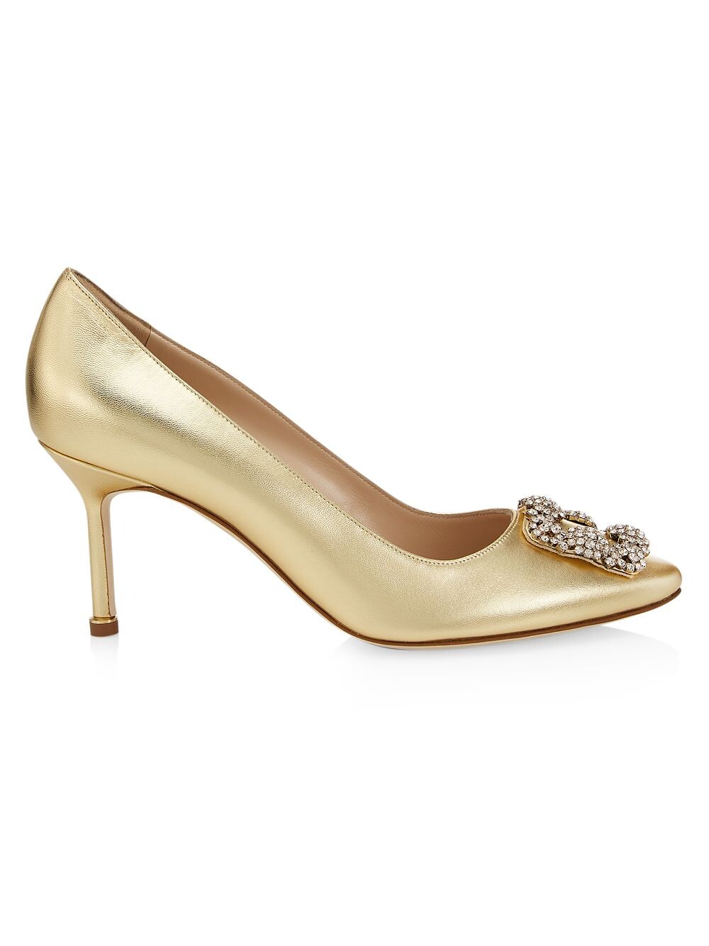

Кожаные туфли-лодочки Hangisi 70MM с эффектом металлик Manolo Blahnik, золотой