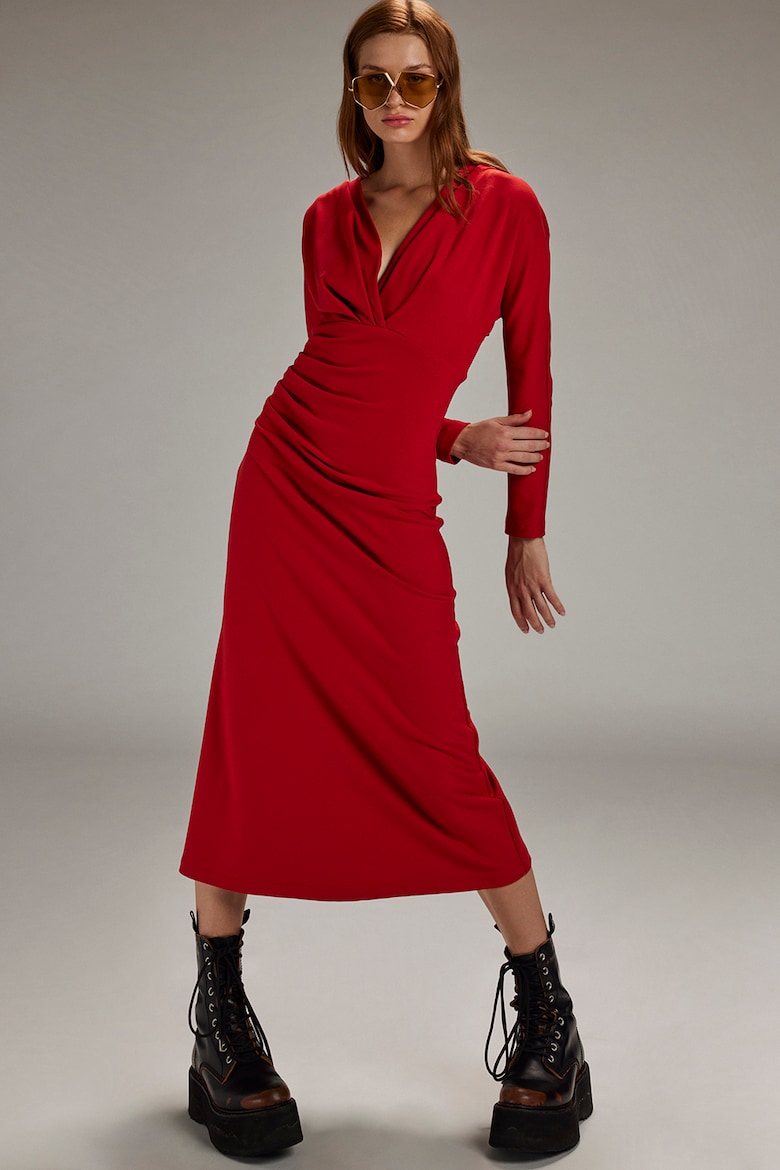 Платье с оправой и поясом Alina Cernatescu, красный