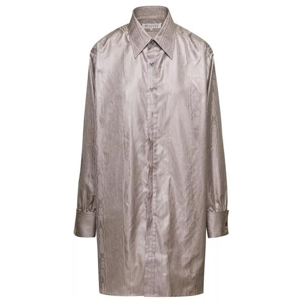 

Футболка beige oversze poly moire shirt in polyester Maison Margiela, серый