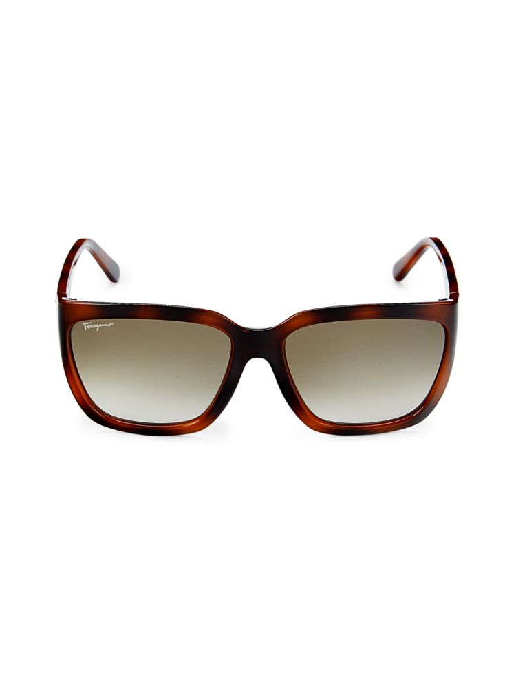 Квадратные солнцезащитные очки 59MM Ferragamo, цвет Tortoise фотографии