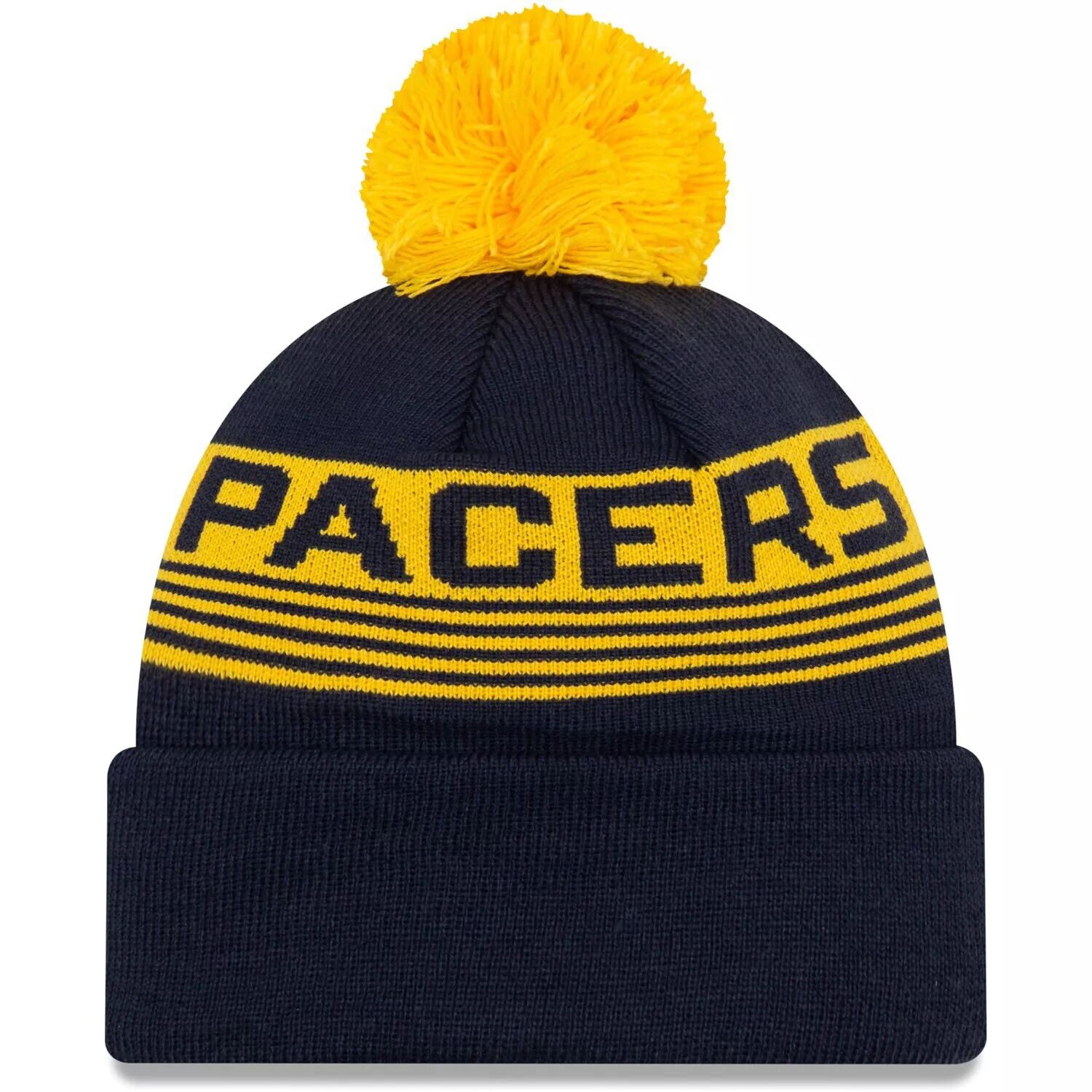 

Мужская темно-синяя вязаная шапка New Era Indiana Pacers с манжетами и помпоном