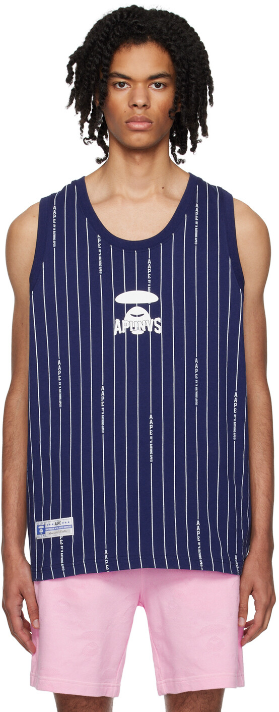 

Темно-синяя полосатая майка Moonface AAPE by A Bathing Ape