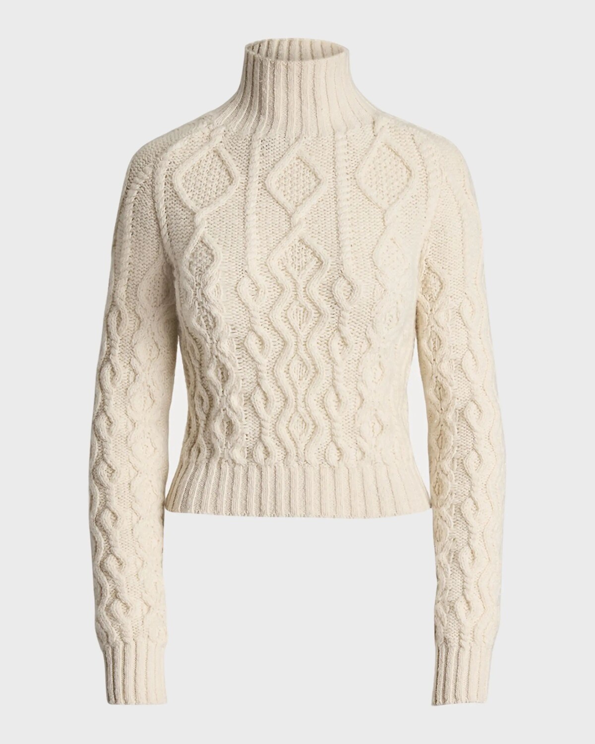 

Кашемировый свитер арановой вязки с воротником-воронкой Ralph Lauren Collection, цвет Cream