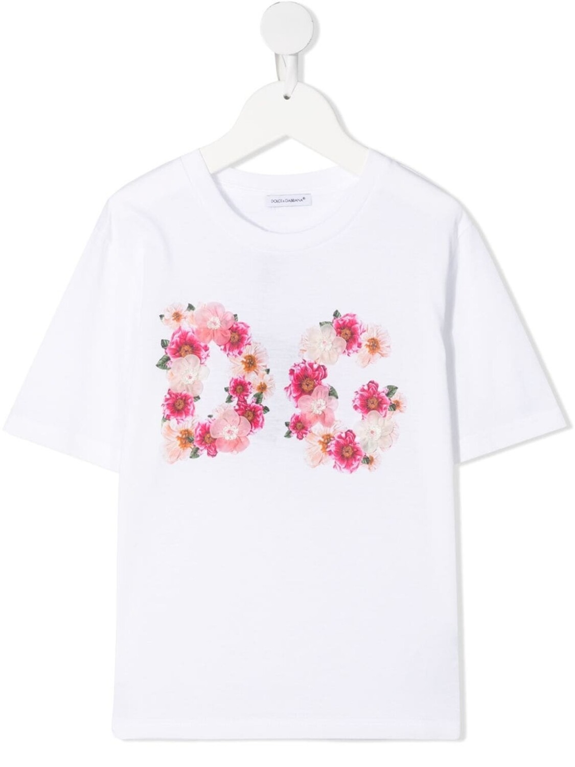 

Dolce & Gabbana Kids футболка с короткими рукавами и цветочным принтом, белый