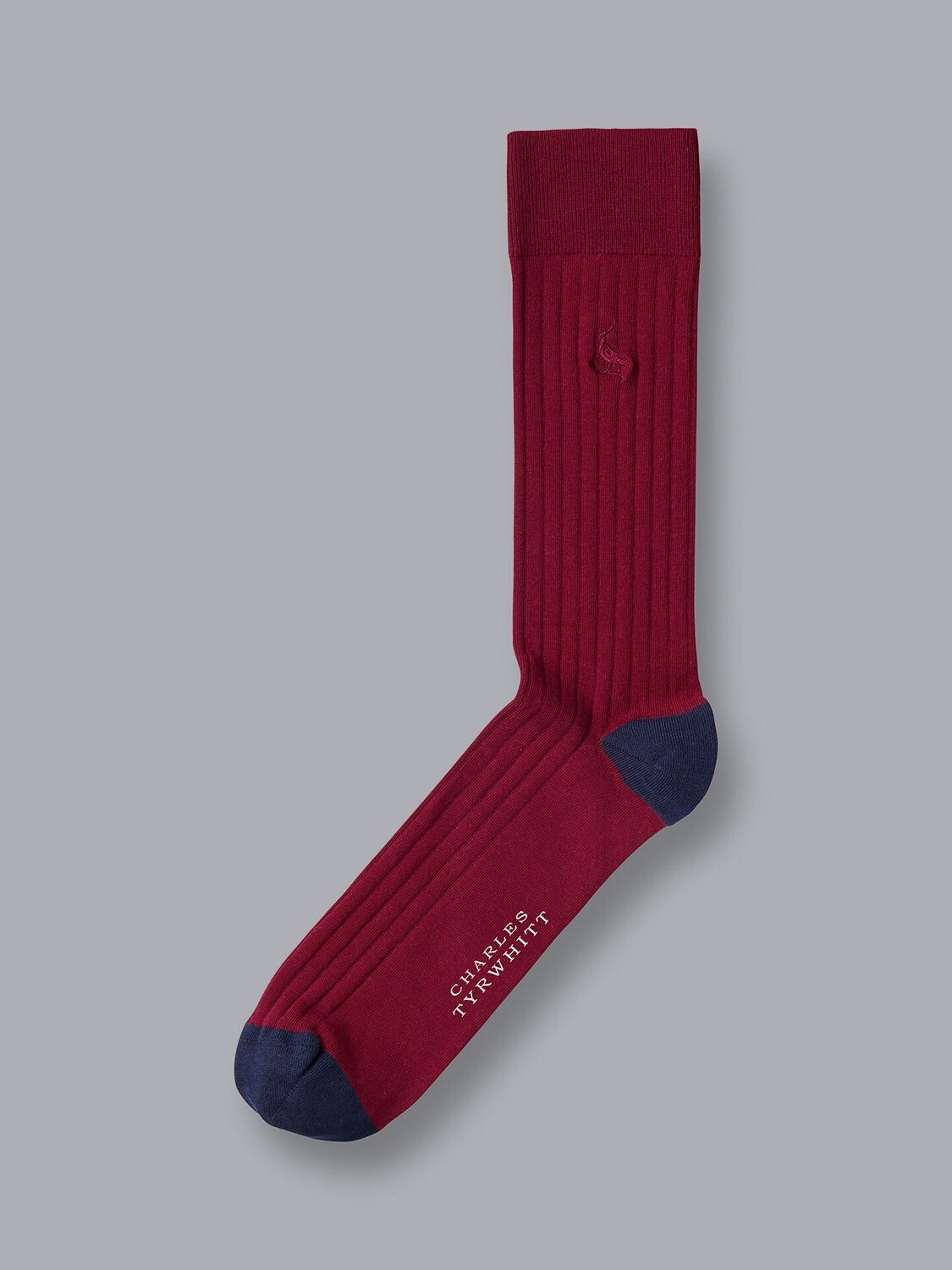 

Хлопковые носки в рубчик синего цвета индиго Charles Tyrwhitt, красный