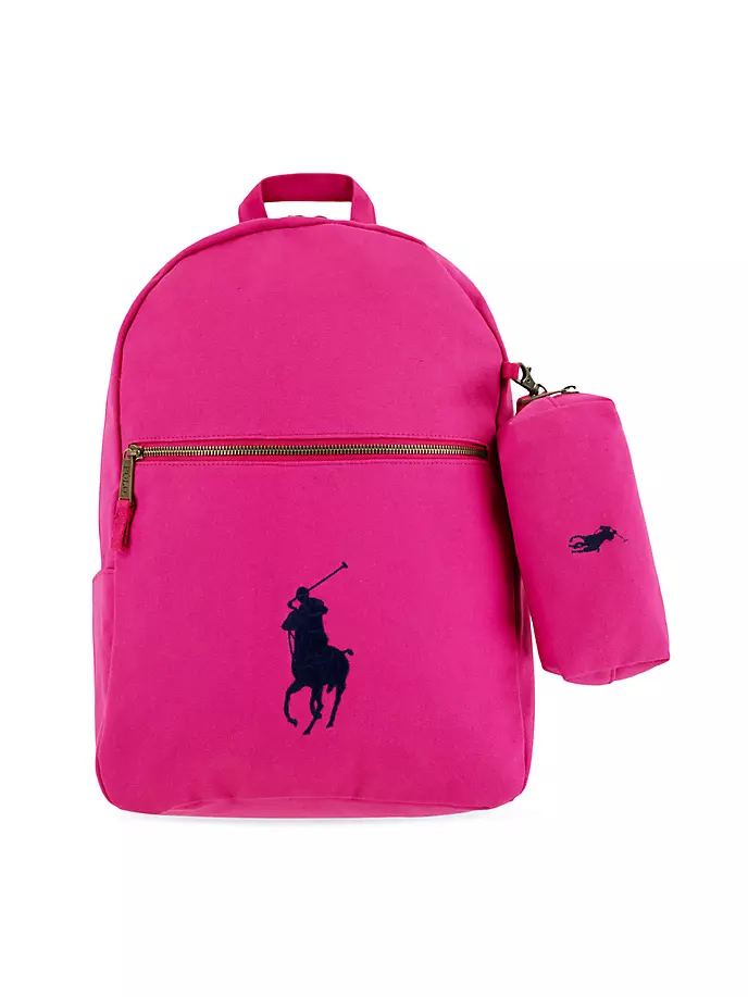 Холщовый школьный рюкзак и пенал для девочек Polo Ralph Lauren, цвет preppy pink