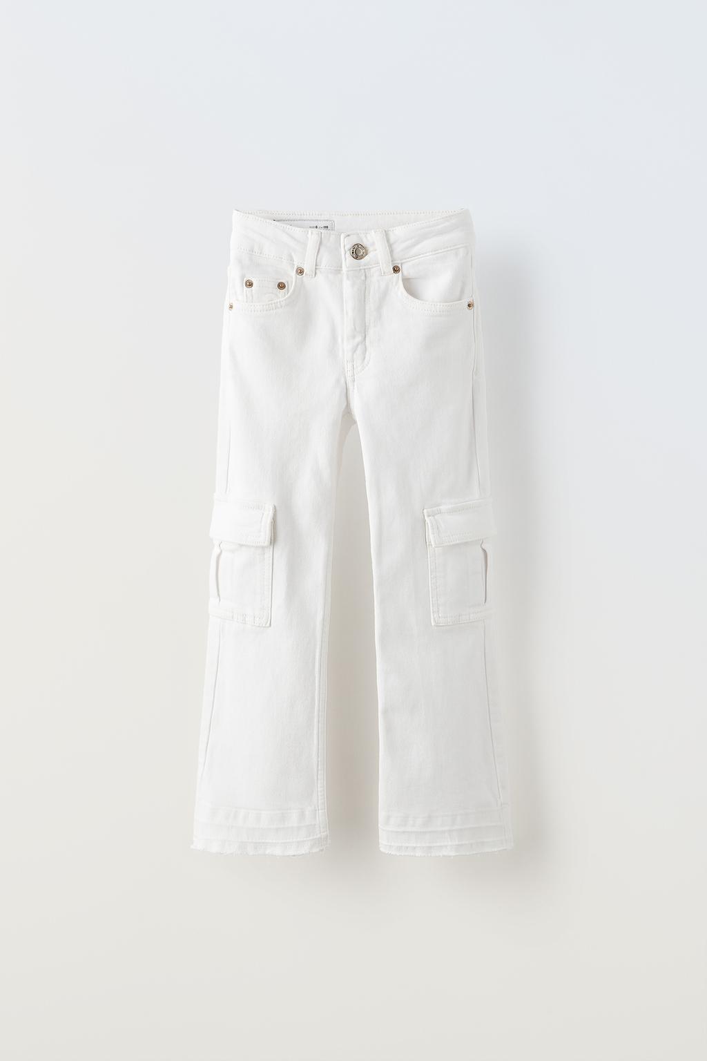 Новые узкие джинсы-карго ZARA, белый