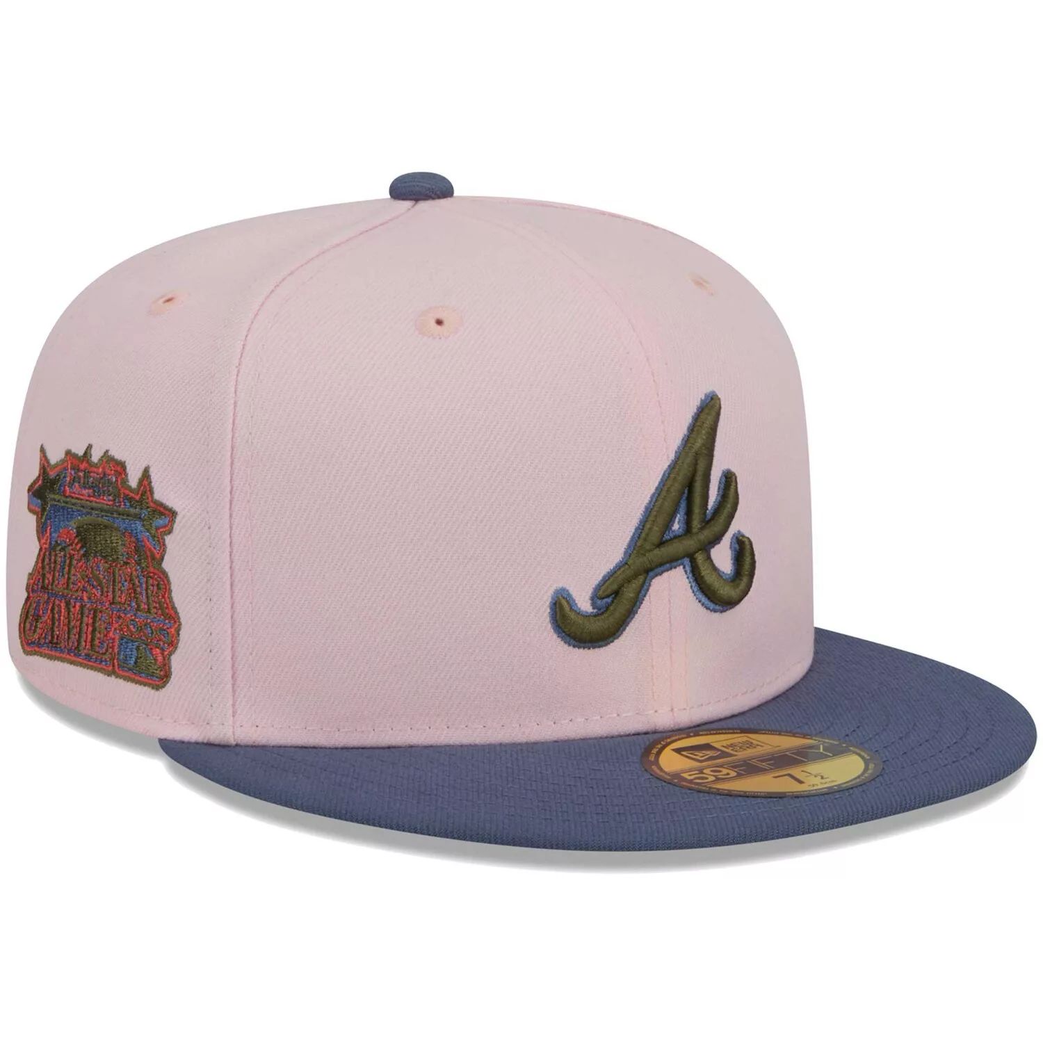 

Мужская шляпа New Era Pink/Blue Atlanta Braves Olive Undervisor 59FIFTY