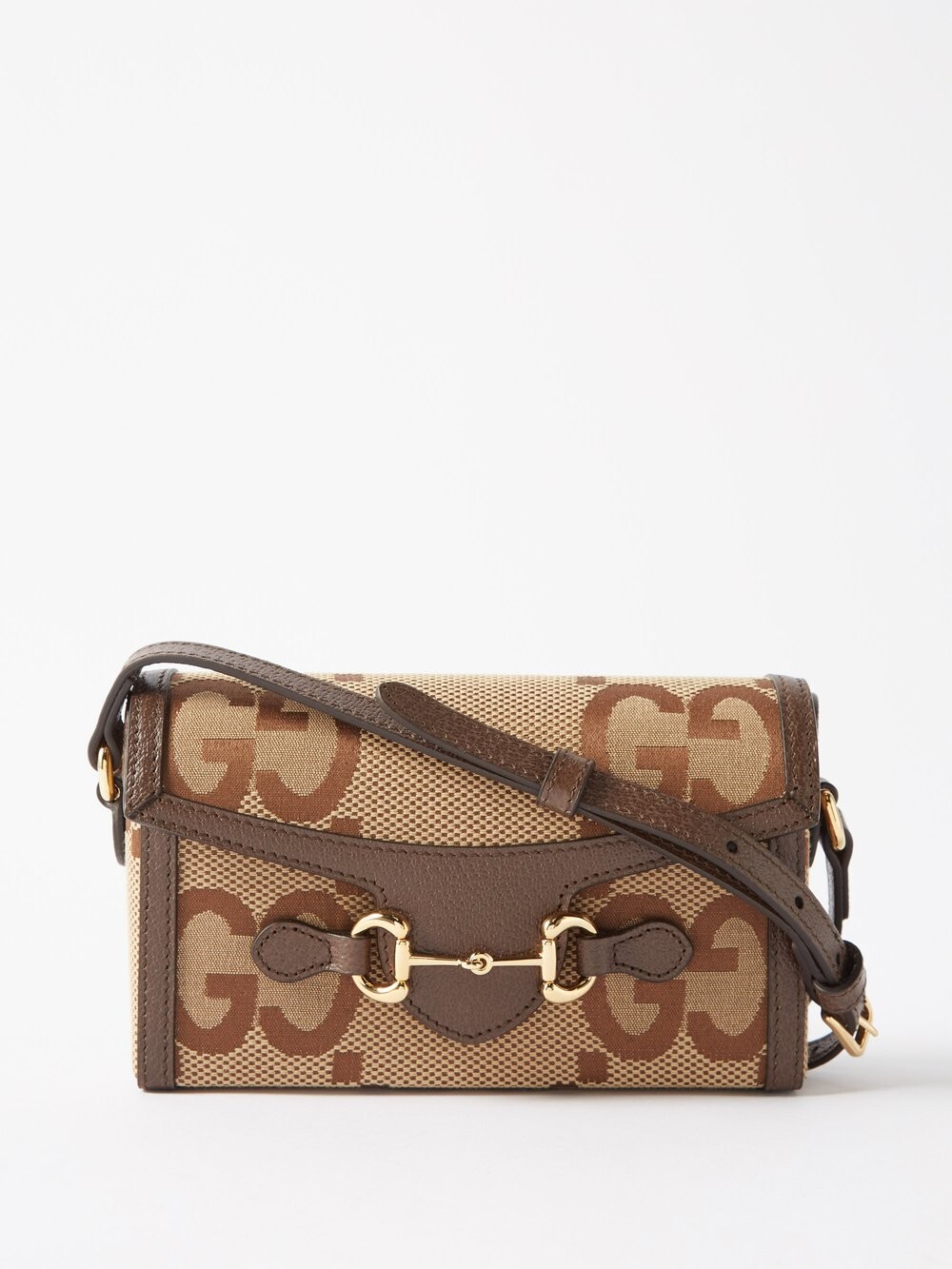 

Сумка через плечо с кожаной отделкой и логотипом gg Gucci, бежевый