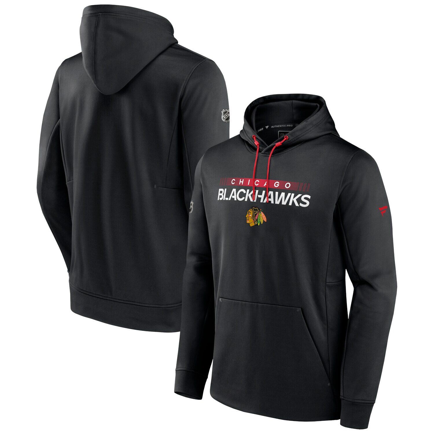 

Мужской фирменный черный пуловер с капюшоном Chicago Blackhawks Authentic Pro Rink Fanatics