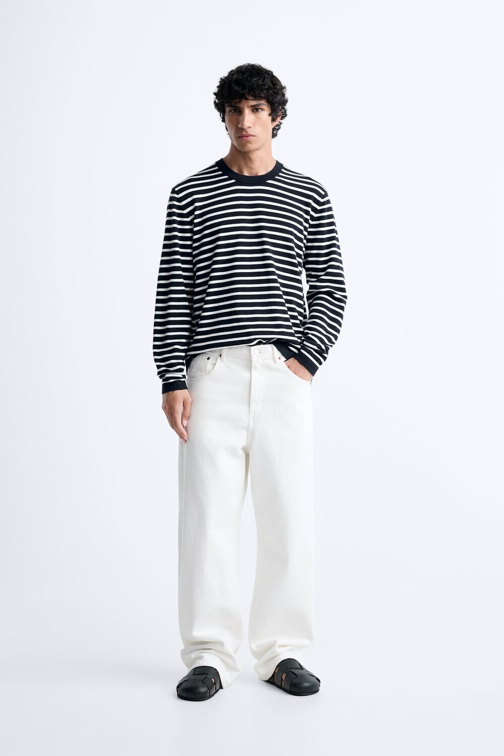 

Свитер из текстурированного хлопка ZARA, белый