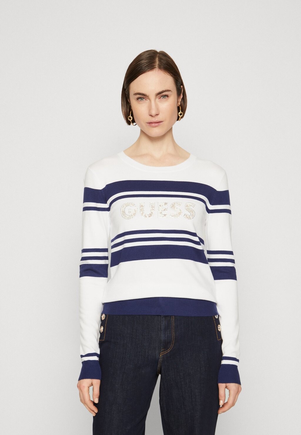 

Вязаный свитер MACY LOGO Guess, цвет blue/white