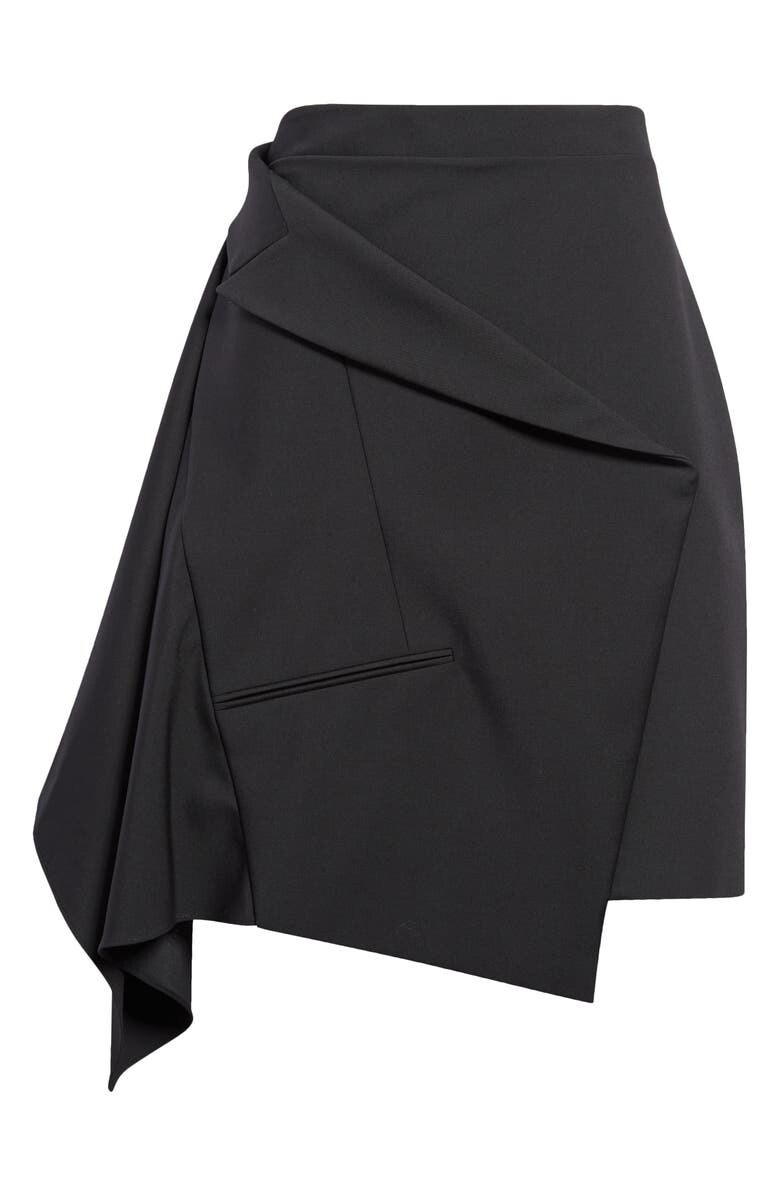 

Шерстяная мини-юбка с драпированными панелями от Sartorial ALEXANDER MCQUEEN, черный