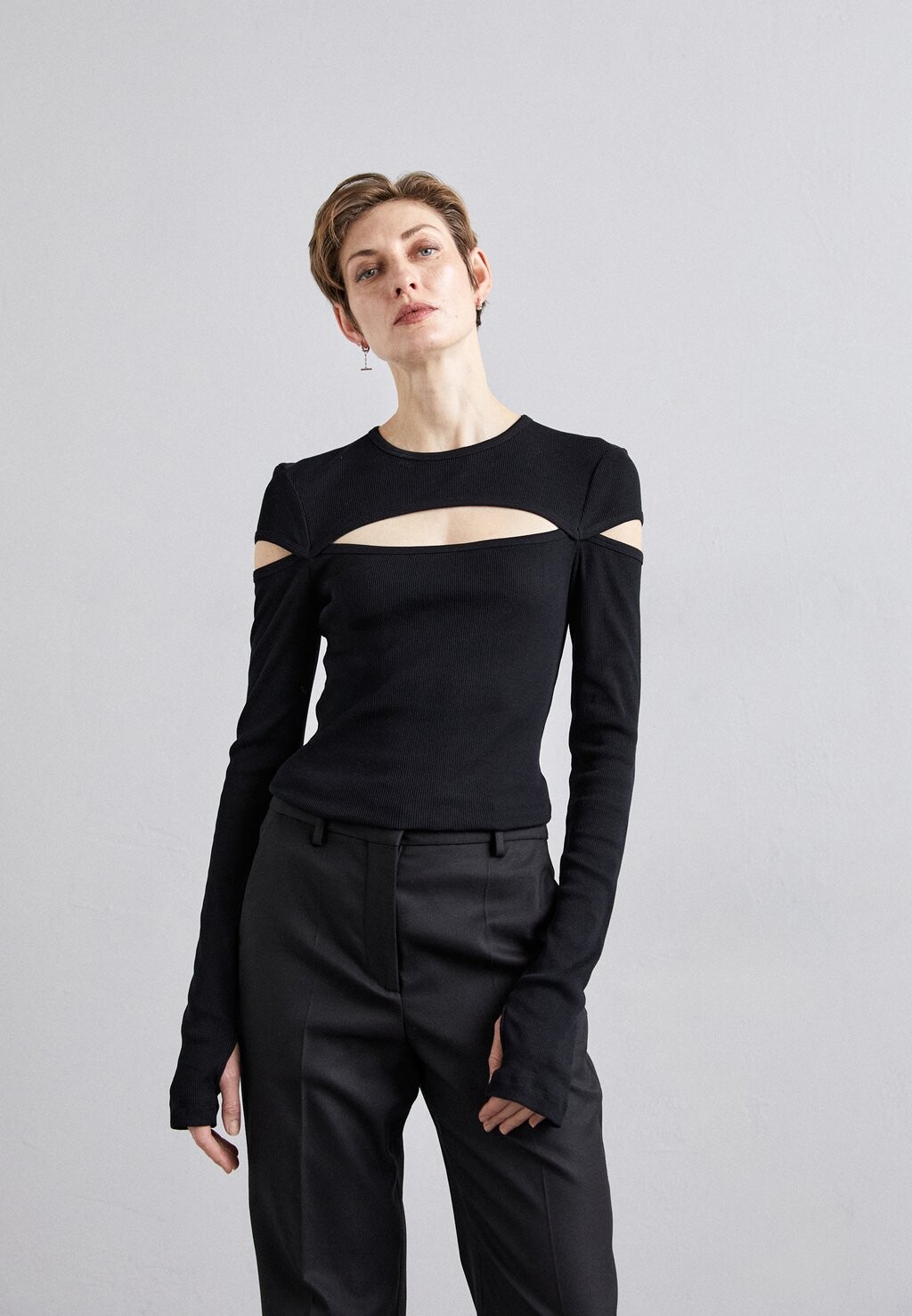 

Футболка с длинным рукавом Slash Base Helmut Lang, цвет basalt black
