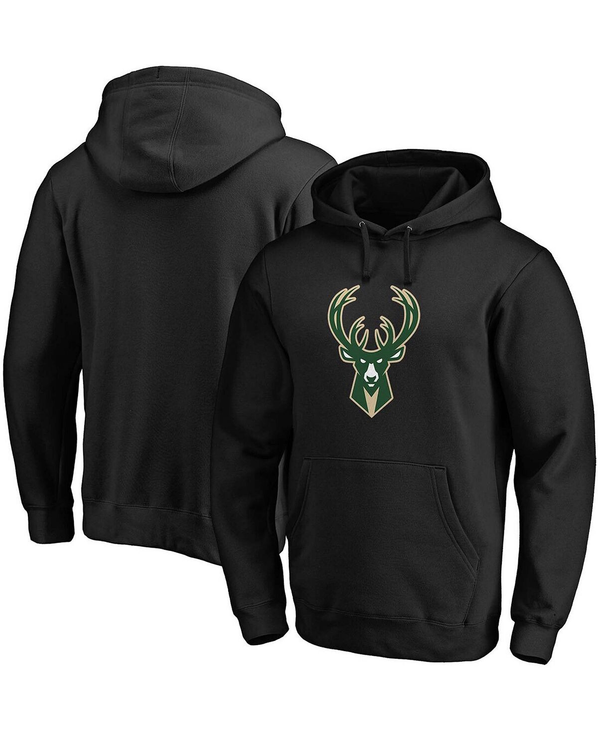 

Мужской черный пуловер с капюшоном с логотипом Milwaukee Bucks Primary Team Fanatics