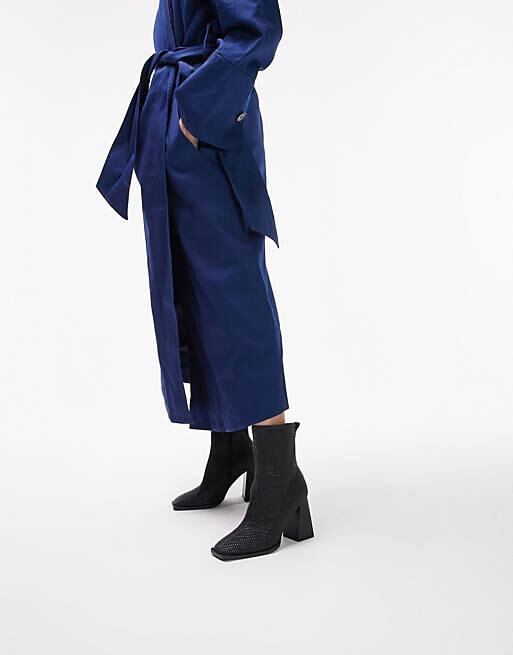 

Черные ботинки на каблуке Topshop Tilly, Черный