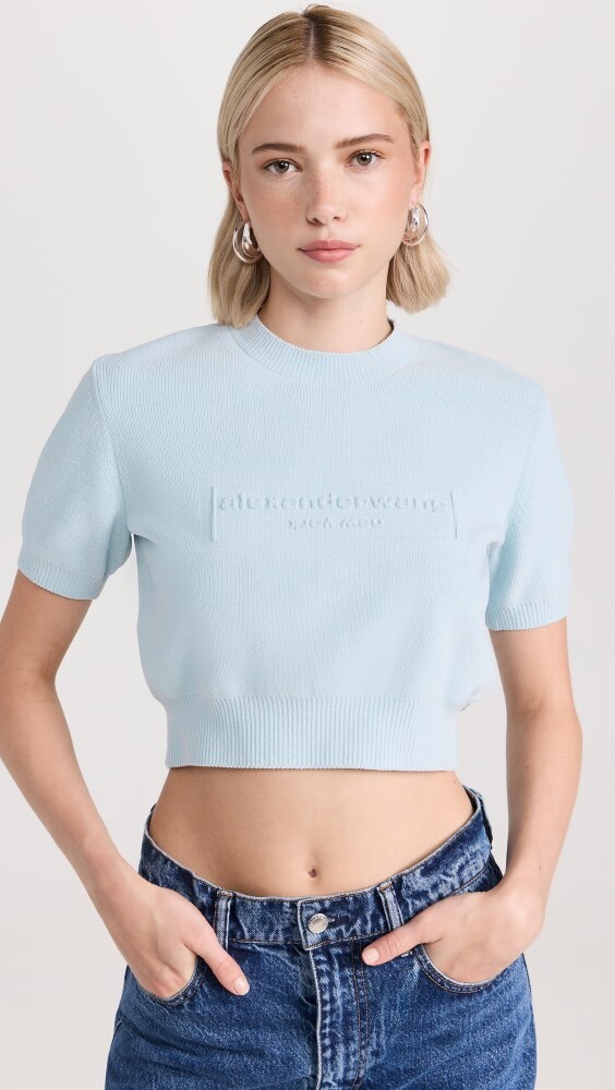 

Футболка Alexander Wang Embossed Logo Ribbed, синий