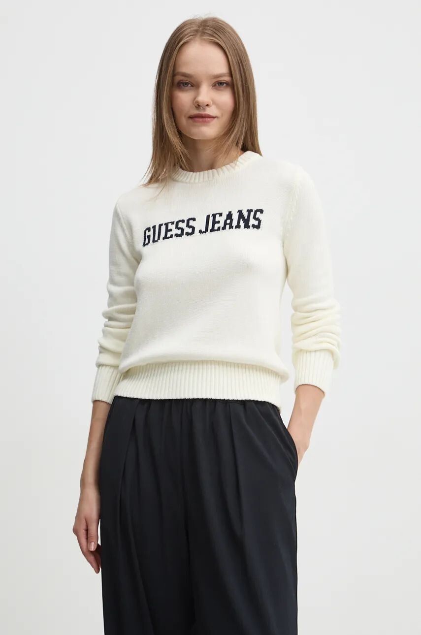 

Хлопковый свитер Guess Jeans, бежевый