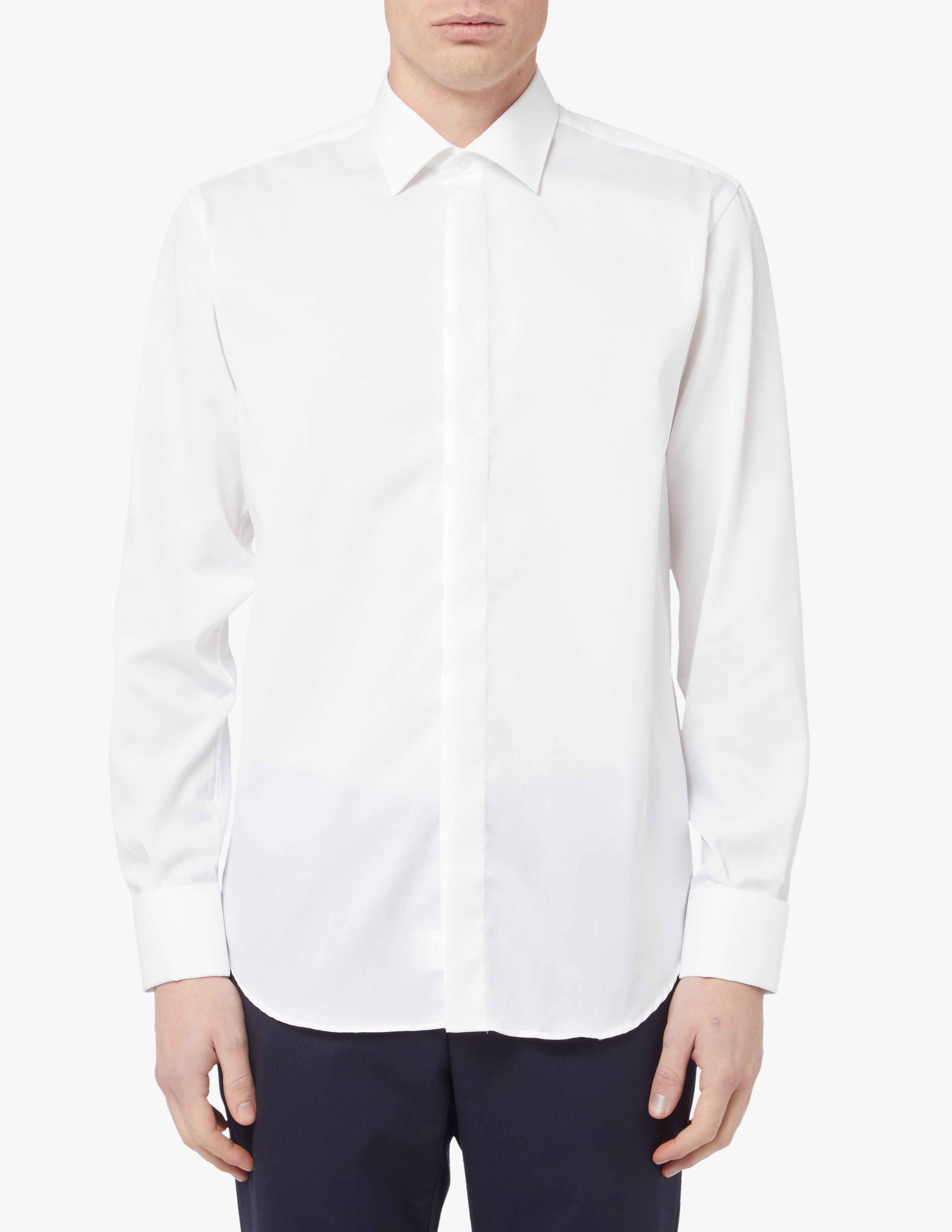 Рубашка стандартный дипломатический воротник без утюга Sartoria Italiana, белый цена и фото
