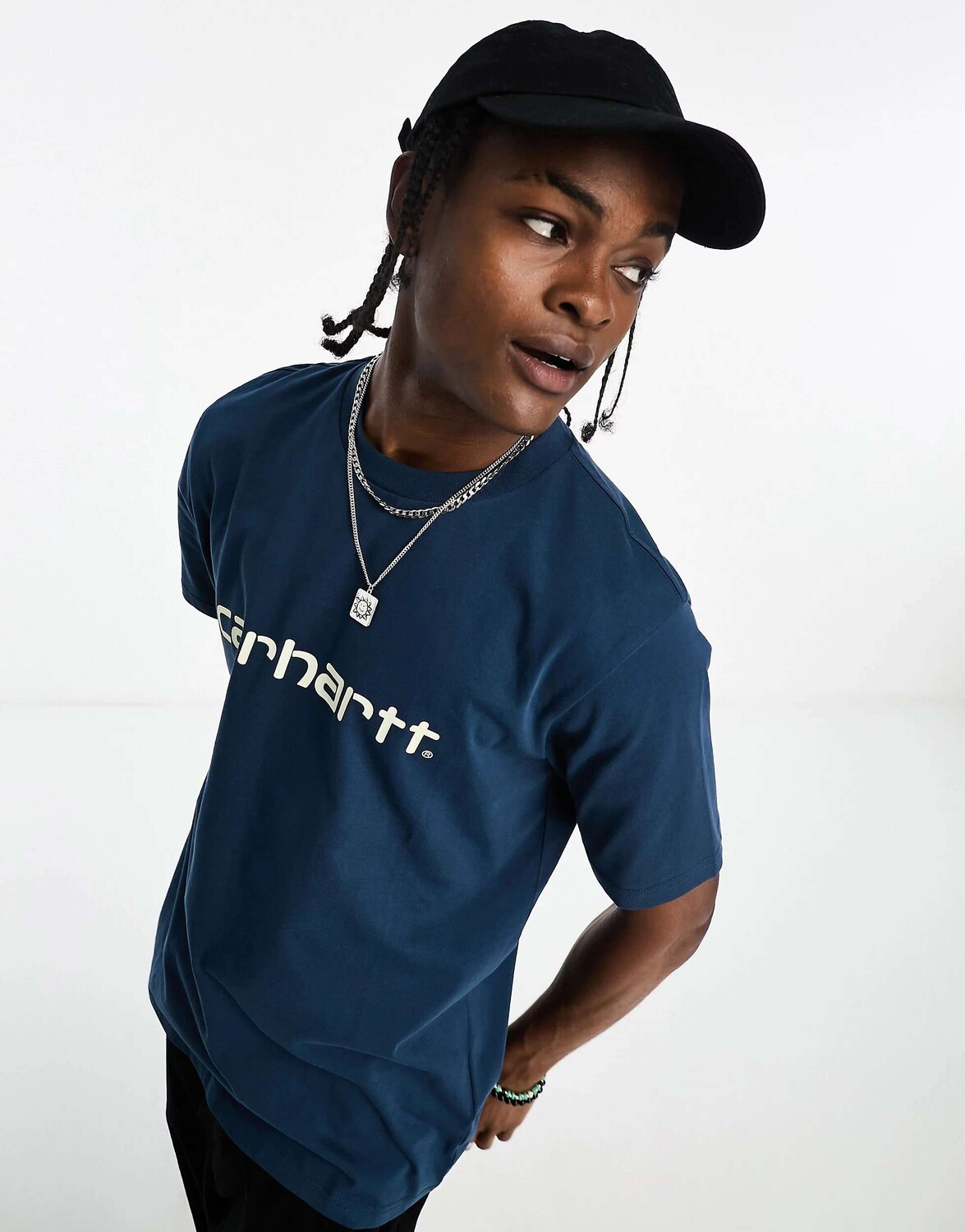 

Синяя футболка с надписью Carhartt WIP, Синий