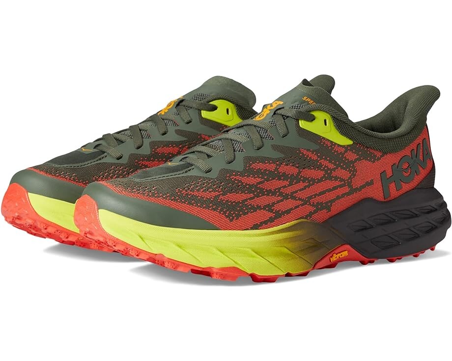 

Кроссовки Hoka Speedgoat 5, цвет Thyme/Fiesta