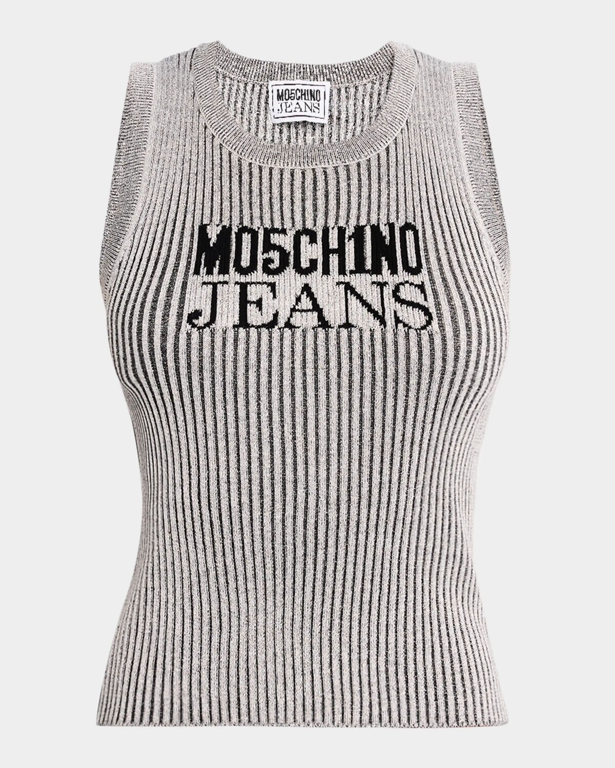

Майка с люрексом и логотипом Moschino Jeans, цвет Multi Silver