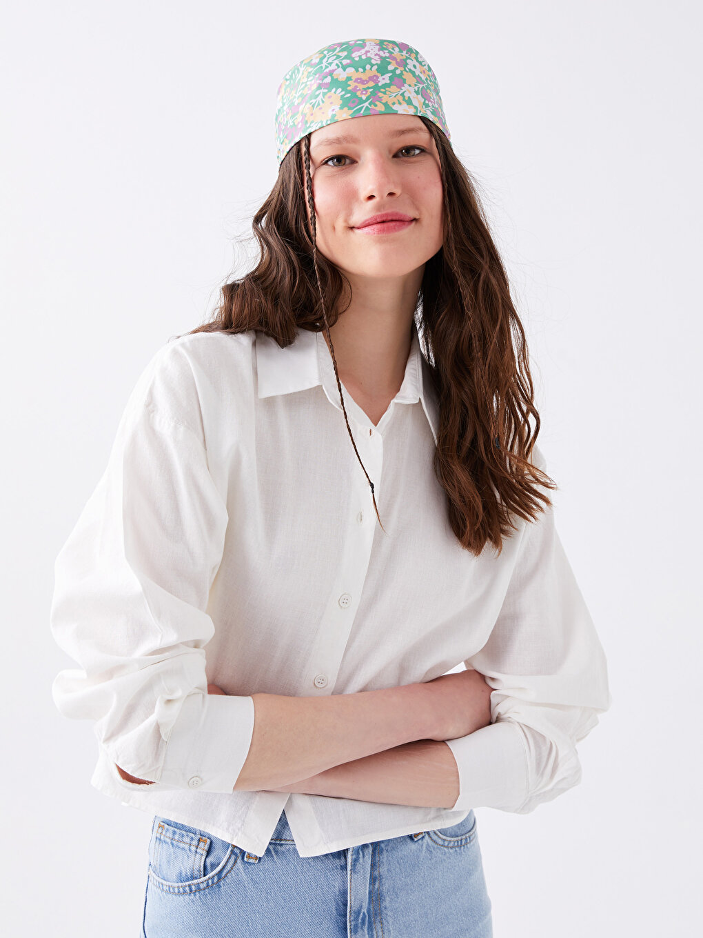 Простая женская рубашка из смесового льна с длинным рукавом XSIDE