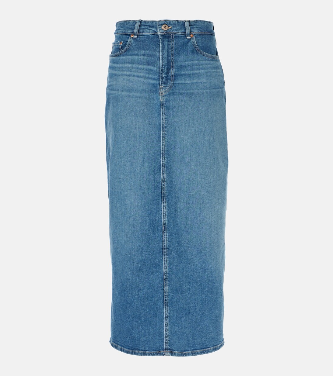 

Джинсовая юбка миди с высокой посадкой Ag Jeans, синий
