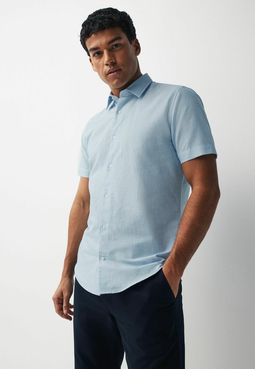 Рубашка SHORT SLEEVE REGULAR FIT Next, цвет blue stripe рубашка поло short sleeve regular fit next цвет blue
