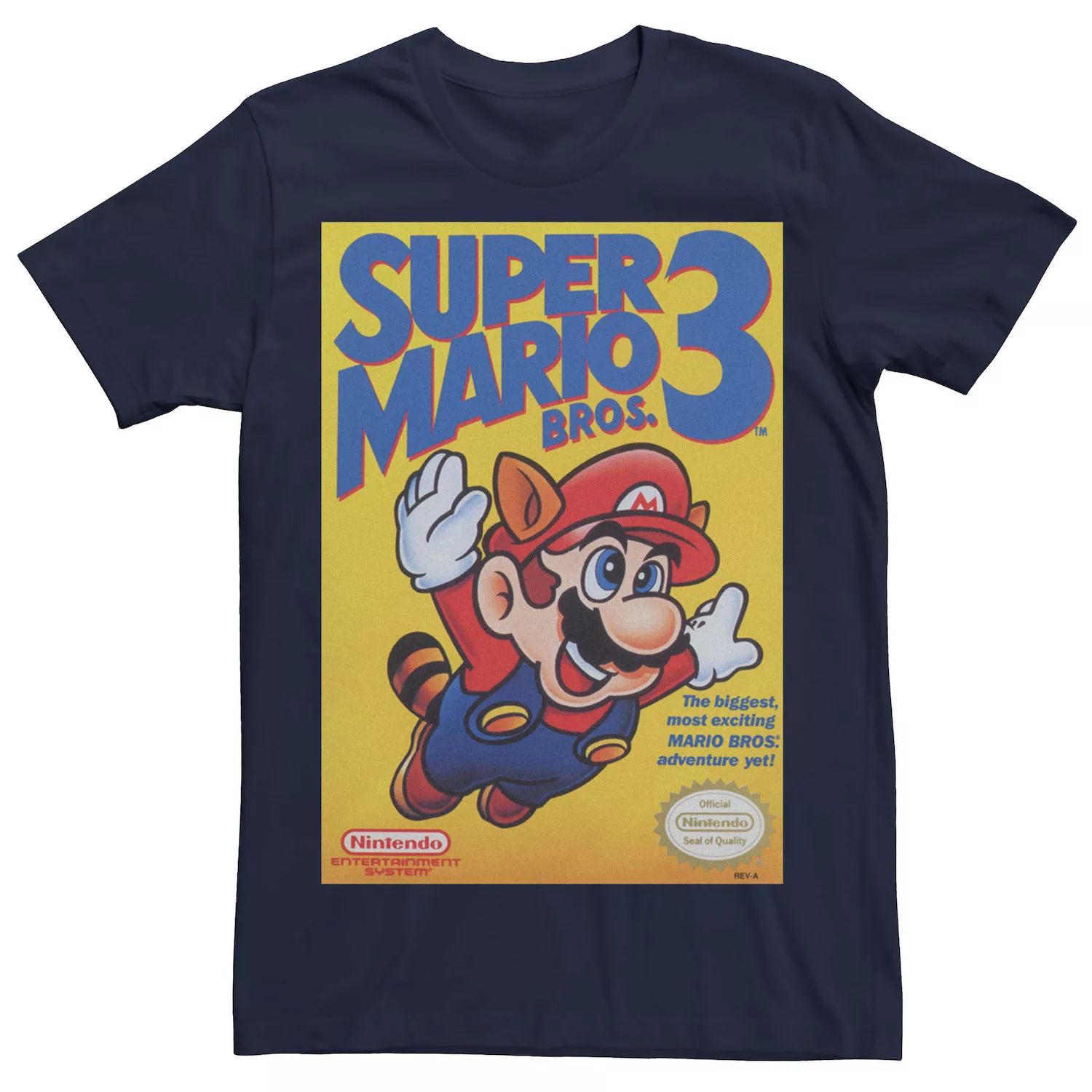 Мужская футболка с плакатом Super Mario Bros 3 Flying Raccoon Mario, Blue Licensed Character, синий