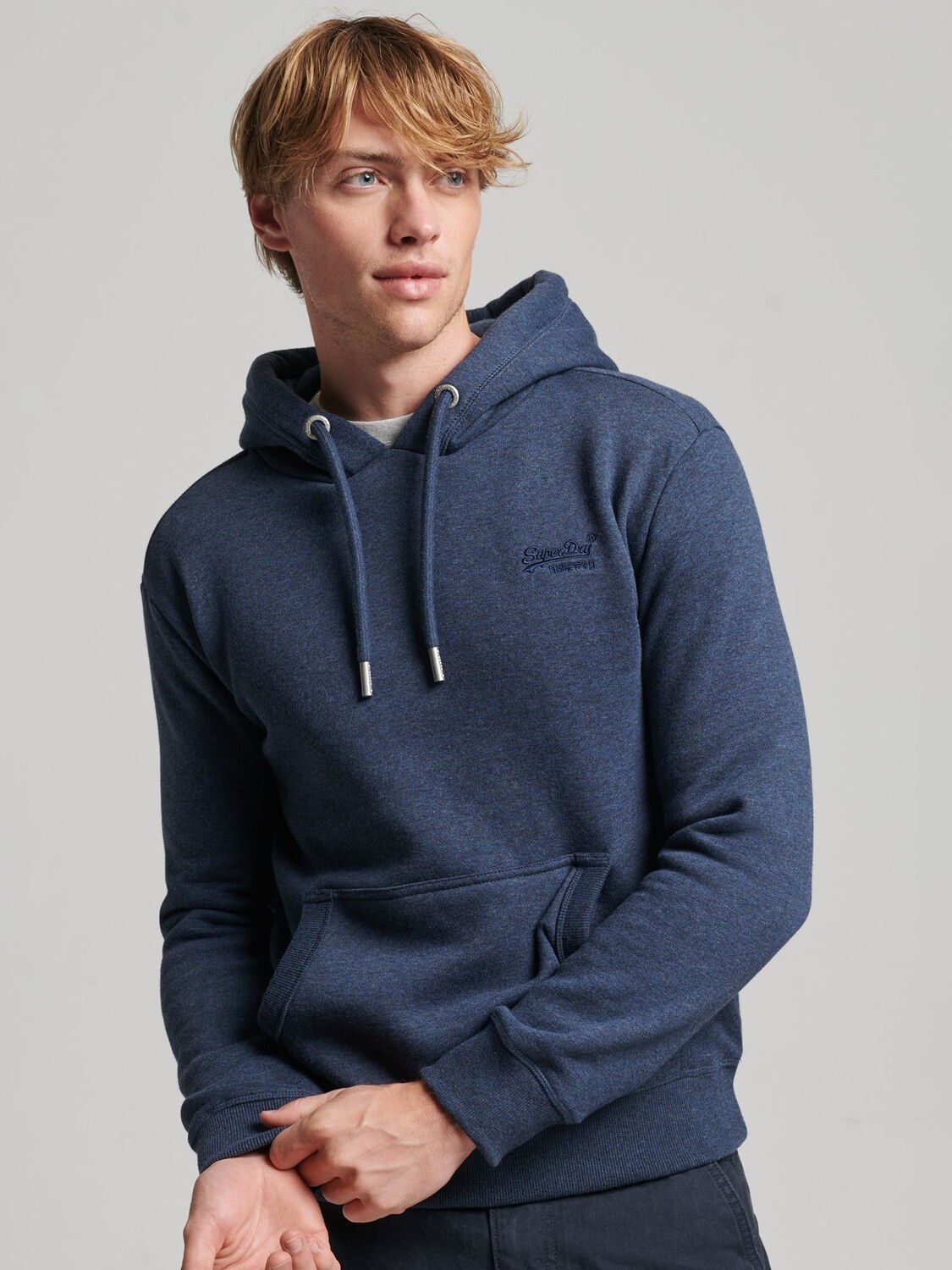

Толстовка Essential с логотипом из органического хлопка Superdry, винтажный темно-синий меланж