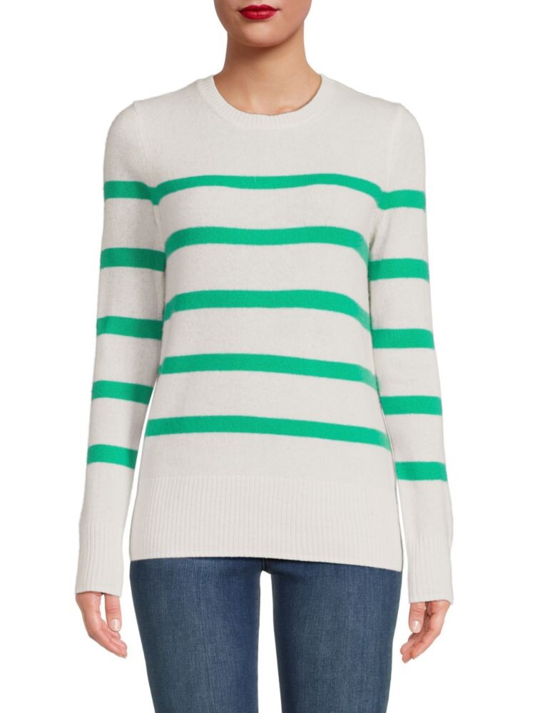 

Полосатый свитер из 100% кашемира Saks Fifth Avenue, цвет Charteuse White