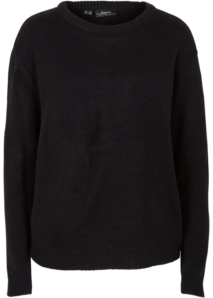 Вязаный свитер с круглым вырезом Bpc Bonprix Collection, черный