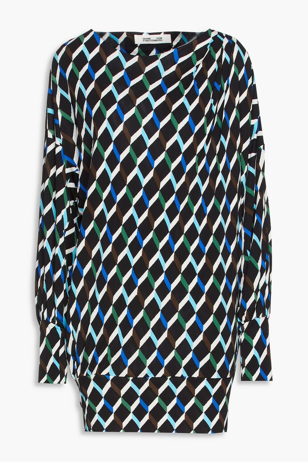 

Платье Reese из джерси с принтом и сборками DIANE VON FURSTENBERG, черный